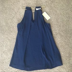Michael Kors navy Chiffon Top | Small